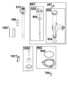 Lubrication Group Diagram and Parts List for 40U877-0025-G1  Briggs and Stratton Engine